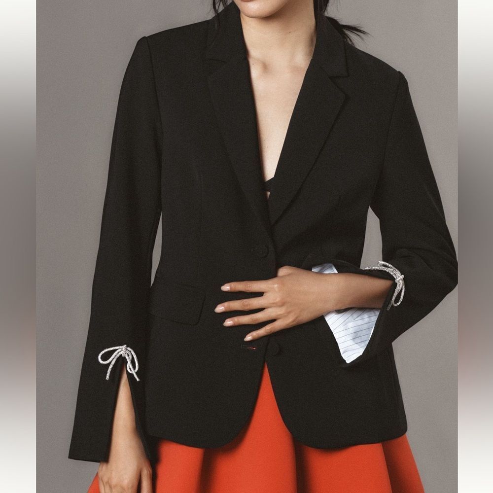 Anthropologie Dolan Left Coast Crystal Bow Blazer in Black